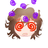 a drawing of a person 's head with purple swirls on it