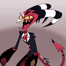 a cartoon character is wearing a suit and tie and has a skull on his chest