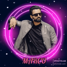 a picture of a man with the name marco written on the bottom