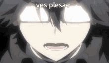 a close up of a person 's face with the words yes plesae visible