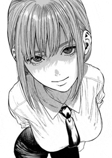a black and white drawing of a girl wearing a tie .
