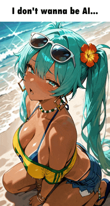 a drawing of a girl on the beach with the caption i don t wanna be al