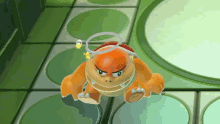 a cartoon character with a ring around his head looks angry