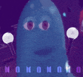 a picture of a blue monster with a face and two bts lightsticks
