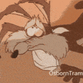 a close up of a cartoon character with the name osborn tram on the bottom right