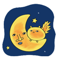Half-moon Night Scene Sticker