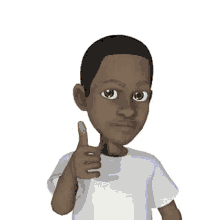 a cartoon of a man in a white shirt is making a fist .