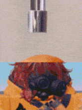 a cartoon character with red hair and a yellow jacket