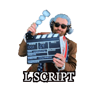 a man is holding a clapper board that says l script