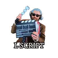 a man is holding a clapper board that says l script