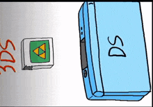 a drawing of a 3ds next to a drawing of a blue 3ds