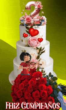 a birthday cake with a violin player and the number 2 on top