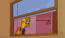 Bart Rear Window GIF - Bart Window The Simpsons GIFs