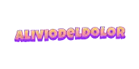 the word aliviodel dolor is written in purple and pink letters