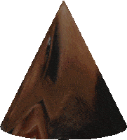 a brown cone with a white background and a smoke coming out of it