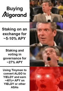 a meme about buying algorand staking on an exchange
