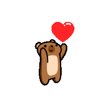 a brown teddy bear is holding a red heart in his hand