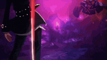 a pixel art of a person holding a sword in a dark room