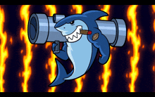 a cartoon of a shark holding a football and smoking a cigar