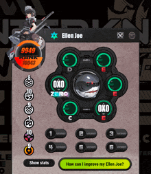 a screenshot of a game with the name ellen joe on it