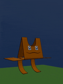 a 3d model of a brown object with a blue sky in the background