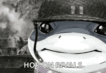 a frog is wearing a helmet and smiling in a black and white cartoon .