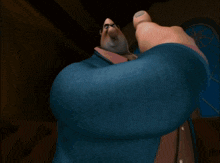 a cartoon character is wearing a blue shirt and a red tie