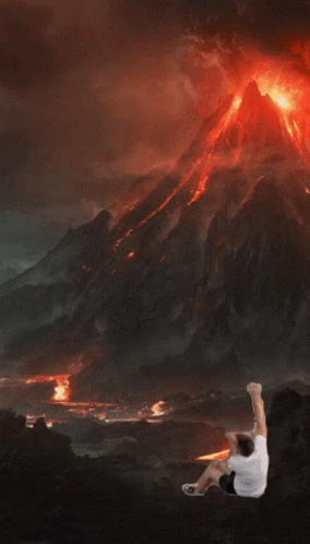 Someone climbs right up Mt Doom
