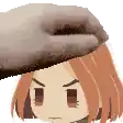a pixel art of a person 's head with a hand on it .
