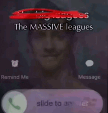 a phone screen with the massive leagues on it