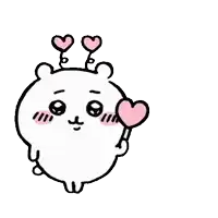 a cartoon bear with hearts on its head is holding a heart .