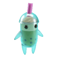 a shark shaped cup with a purple straw