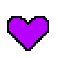 a pixel art of a purple flower with a heart in the middle .