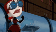 a cartoon character is wearing sunglasses and a red scarf .