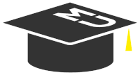 a black graduation cap with a white letter m on it