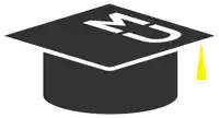 a black graduation cap with a white letter m on it