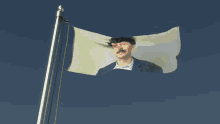 a picture of a man with a mustache is on a flag