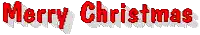 the word merry christmas is in red letters on a white background