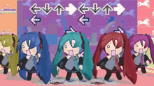 a group of cartoon girls are dancing in a video game