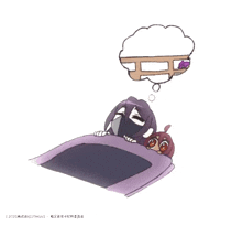 a drawing of a girl laying in bed with a sheep in a thought bubble above her head