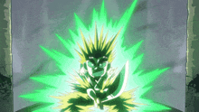 a cartoon drawing of a person with green lightning coming out of their head