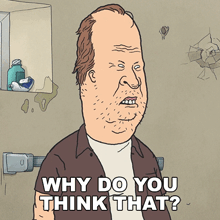 a cartoon of a man with the words why do you think that