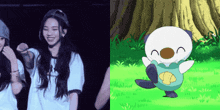 a picture of a girl next to a picture of a cartoon animal