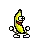 a pixel art cartoon of a banana with arms and legs .