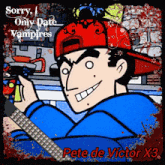 a poster for pete de victor x3 with a cartoon character