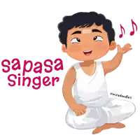a cartoon drawing of a boy singing with the words sapasa singer above him