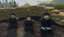 a group of soldiers are standing in front of a wall with the name alexanderfalloway on the bottom