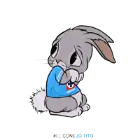 a cartoon rabbit wearing a blue shirt that says cruz azule