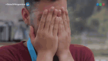 a close up of a man 's face with the hashtag #bake offargentina