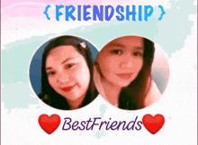 a picture of two women with the words friendship bestfriends